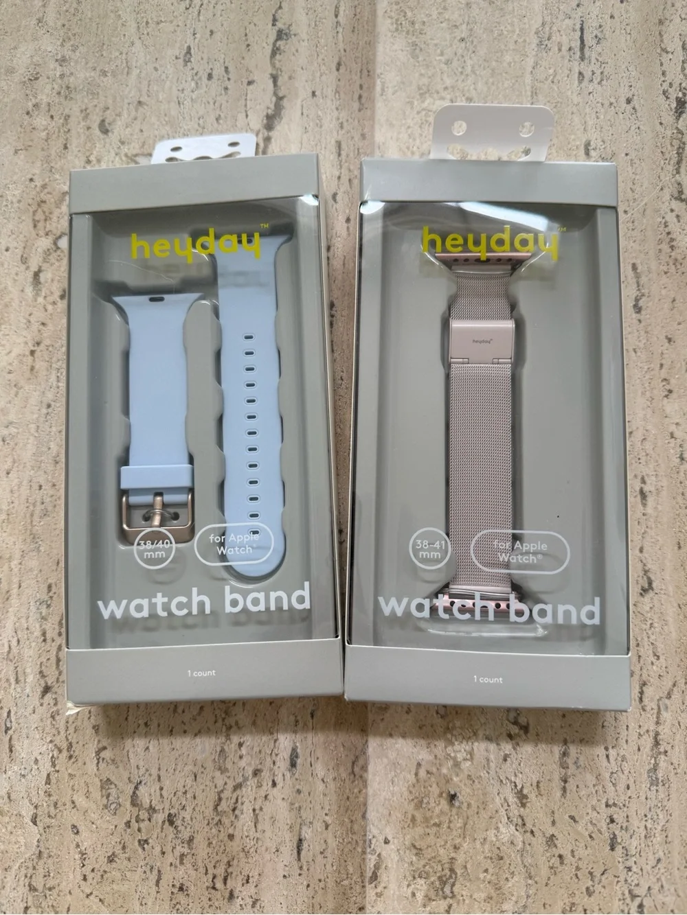 heyday Blue Silicone & Rose Gold Mesh Watch Bands